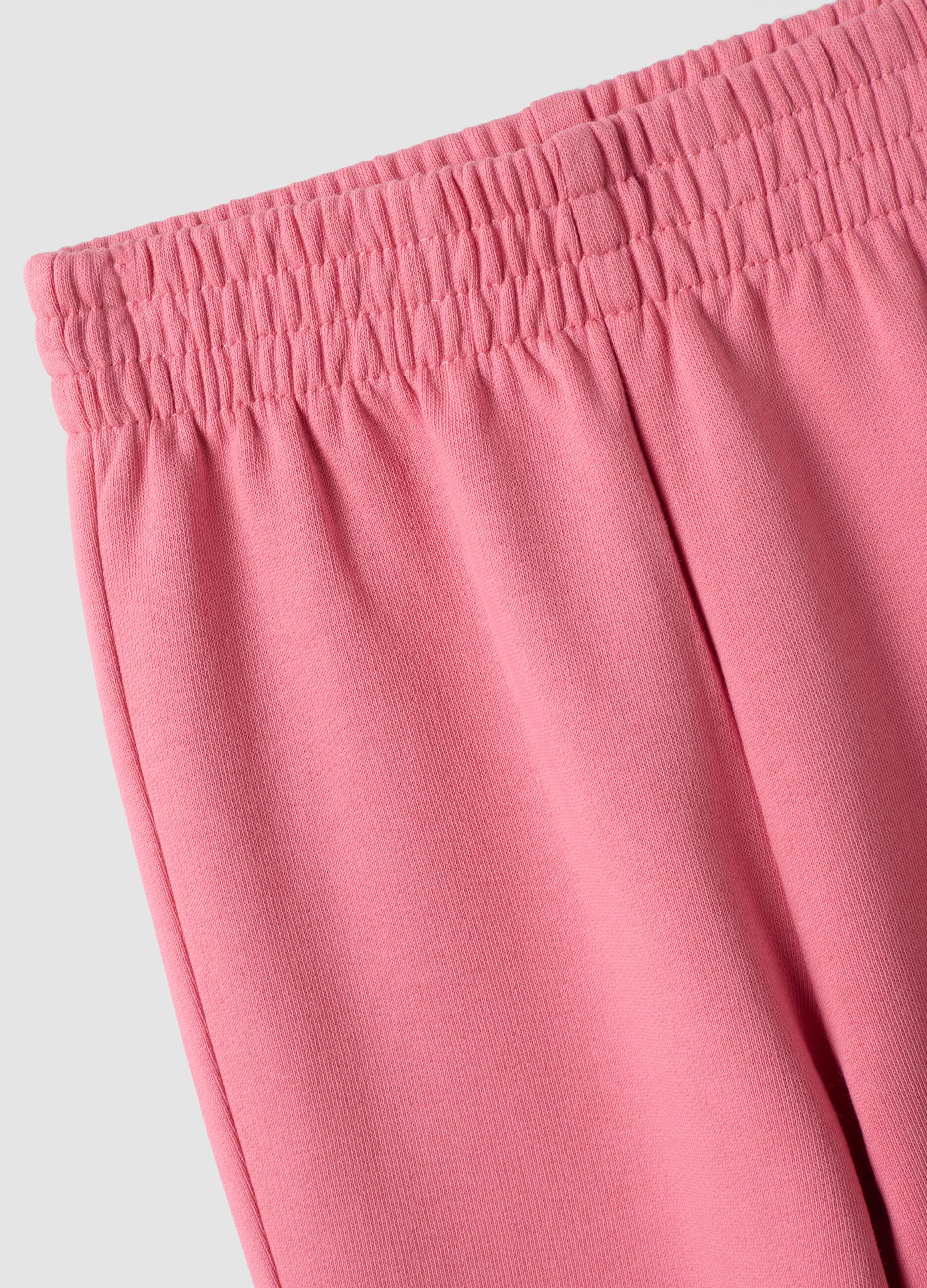 Pink regular-fit fleece cotton joggers