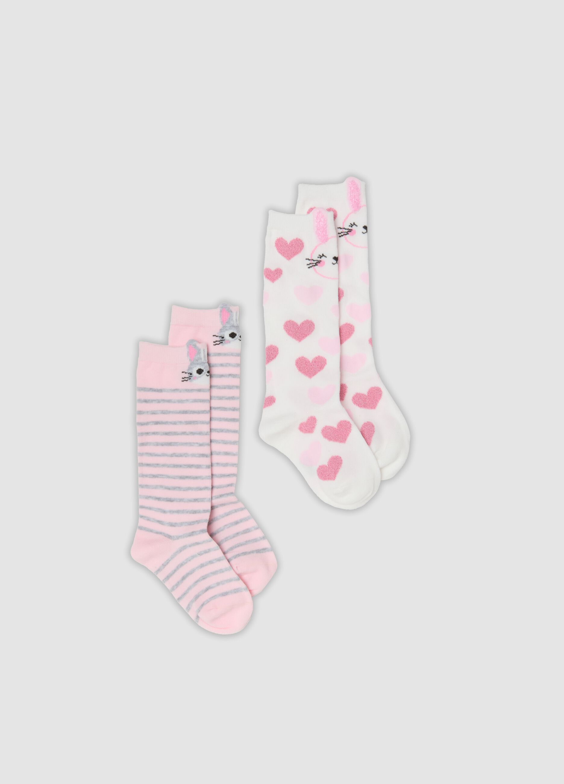 Bipack di calze lunghe rosa in cotone organico elasticizzato