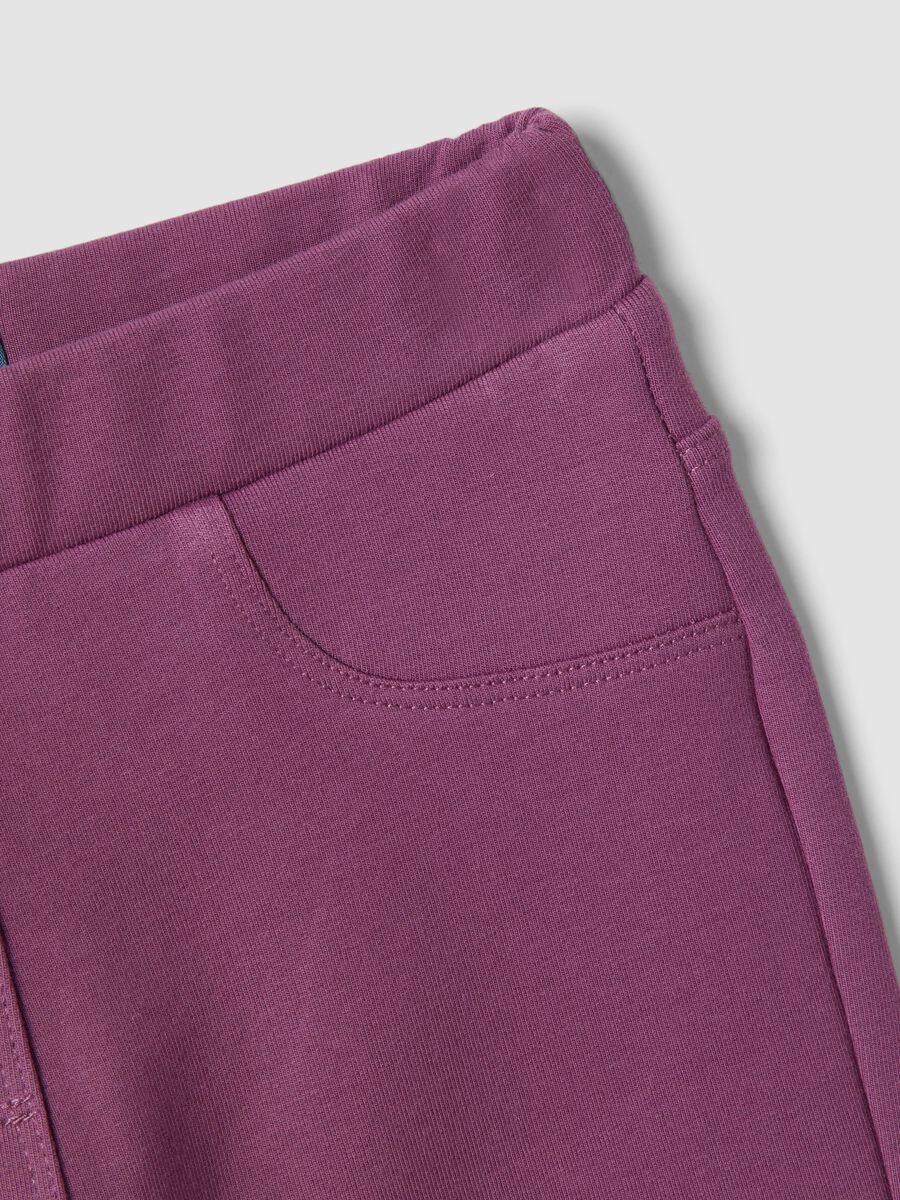 Purple flare treggings in stretchy organic cotton_1