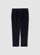 Pantaloni blu in cotone elasticizzato a coste_0