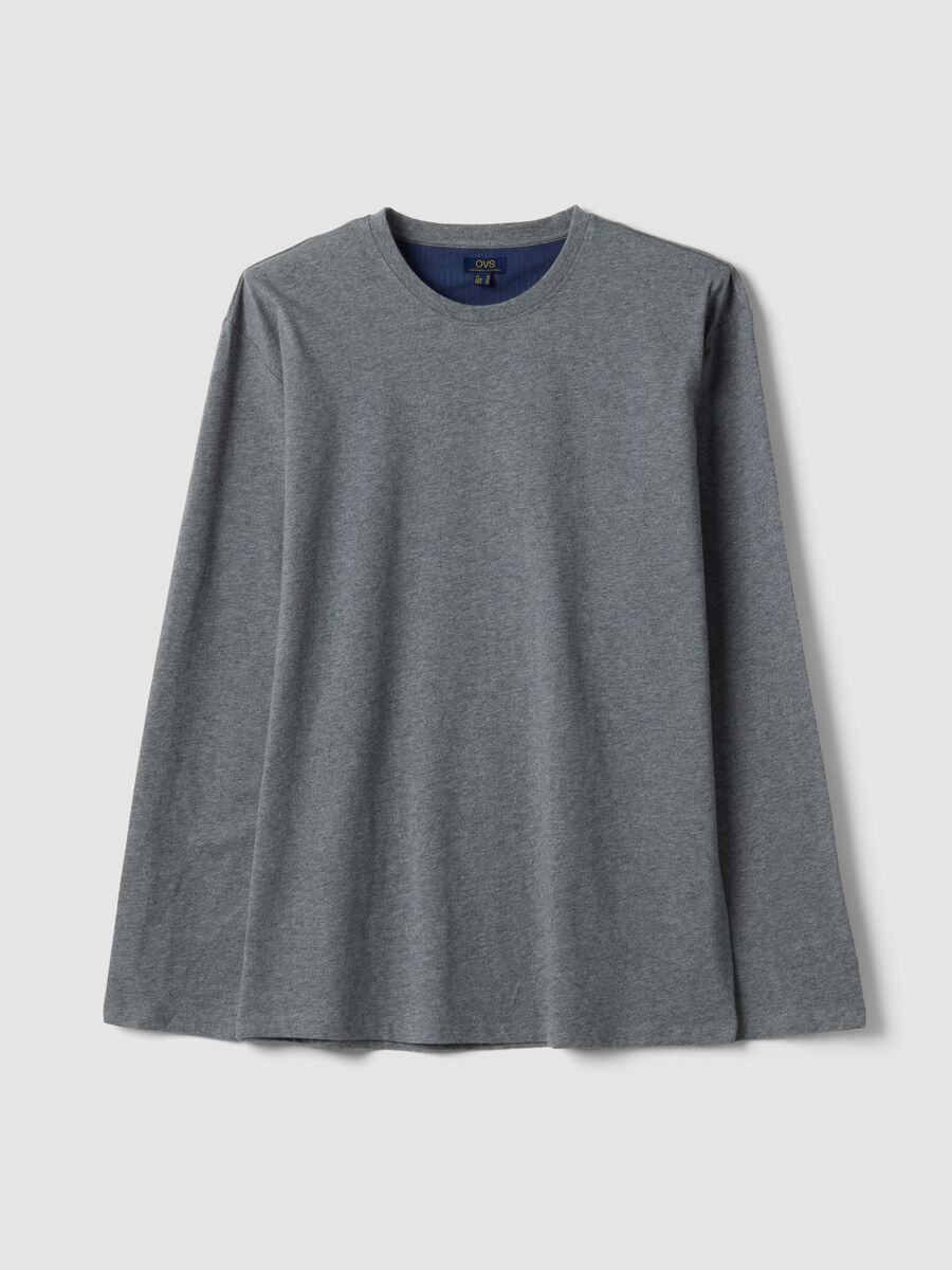 Grey organic cotton crew-neck pyjama top_0