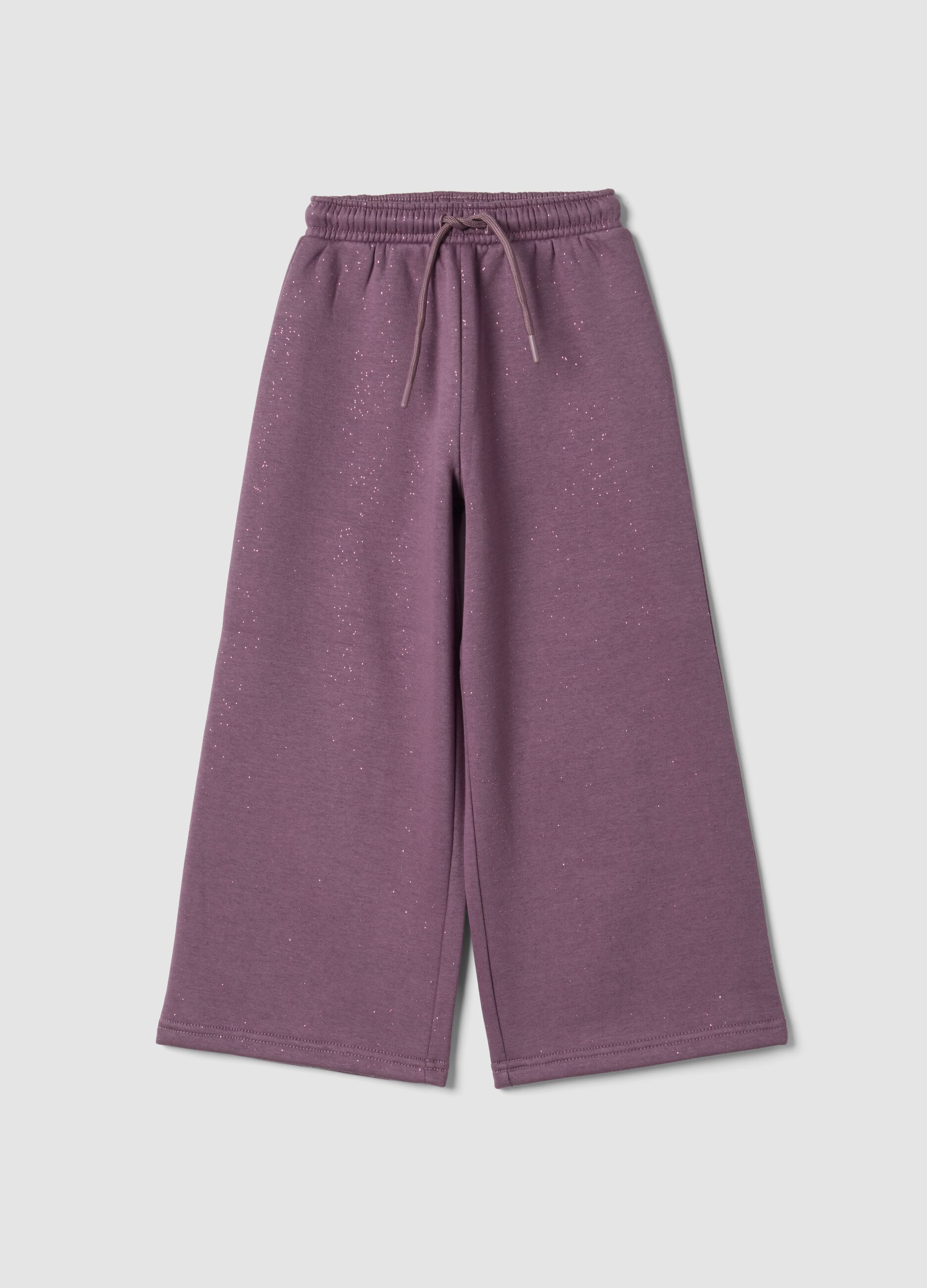 Purple wide-leg joggers with elasticated waistband