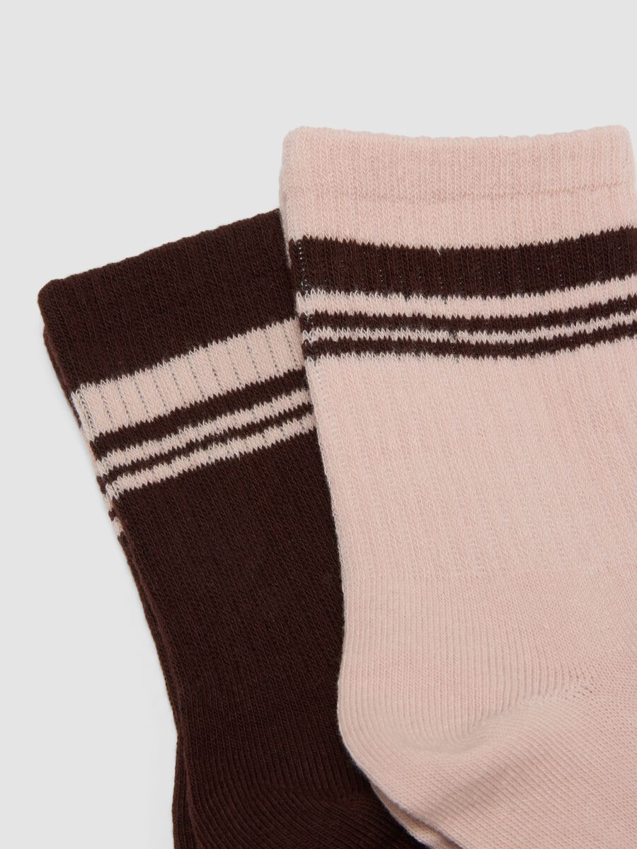 Three-pack of pink and brown socks in stretch organic cotton_2