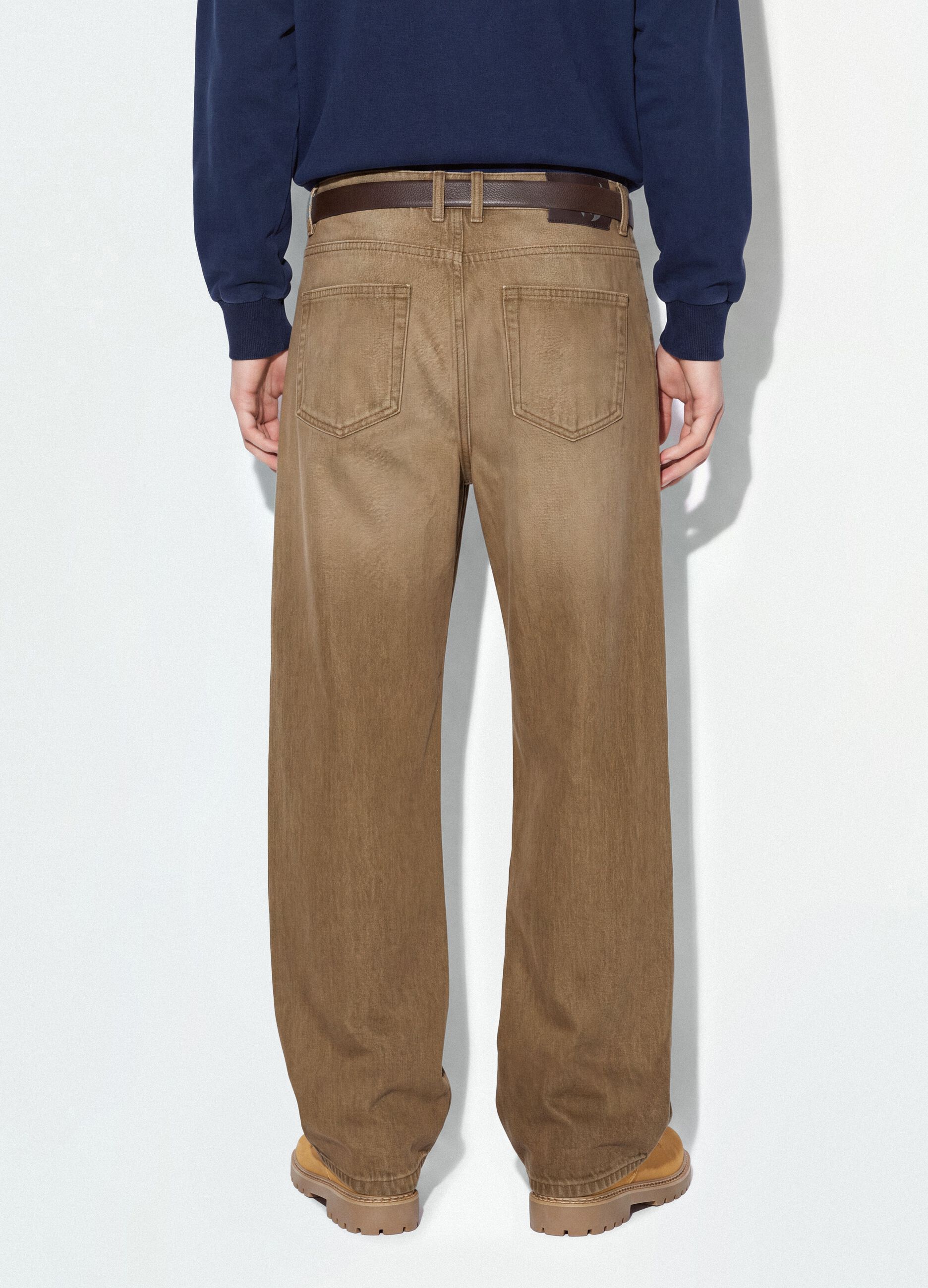 Jeans marroni in puro cotone barrel fit
