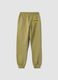 Green cotton-blend trousers with cuffed hems_1