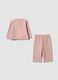 Pink stretch cotton set with crew neck_1