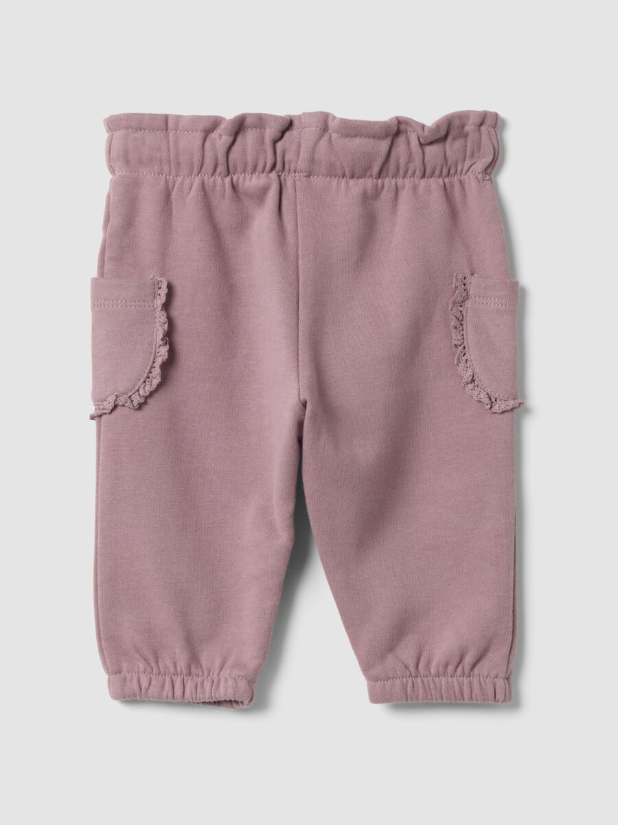 Purple organic cotton trousers with elasticated waist, regular fit_1