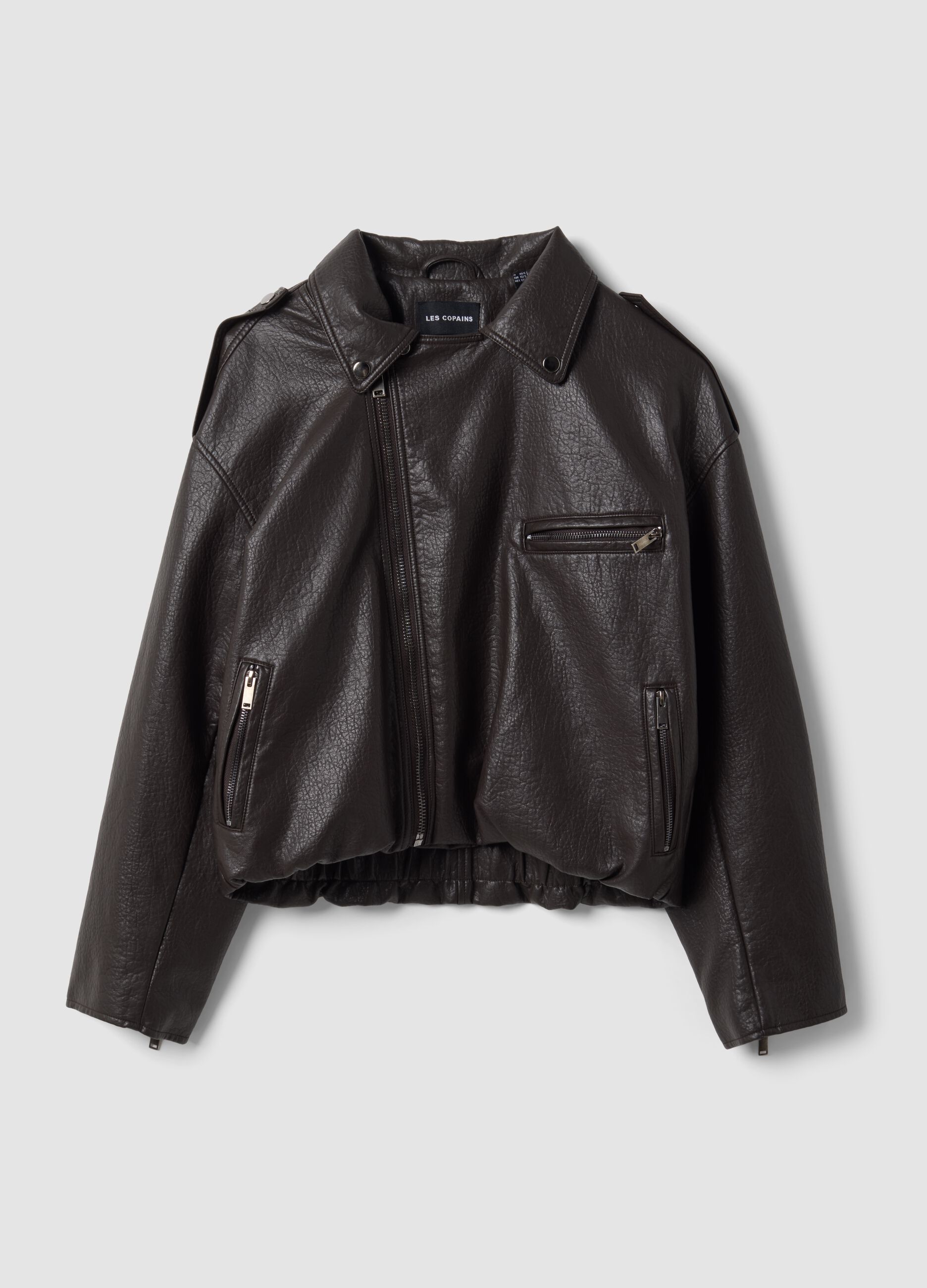 Giacca marrone biker in misto viscosa