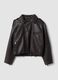Giacca marrone biker in misto viscosa_4