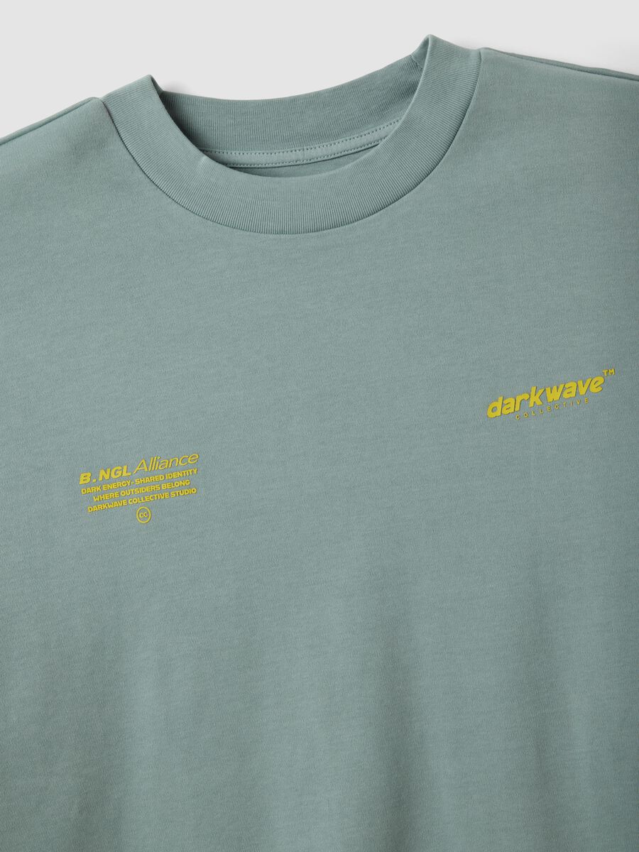 Brown cropped pure cotton T-shirt with boxy fit print_5