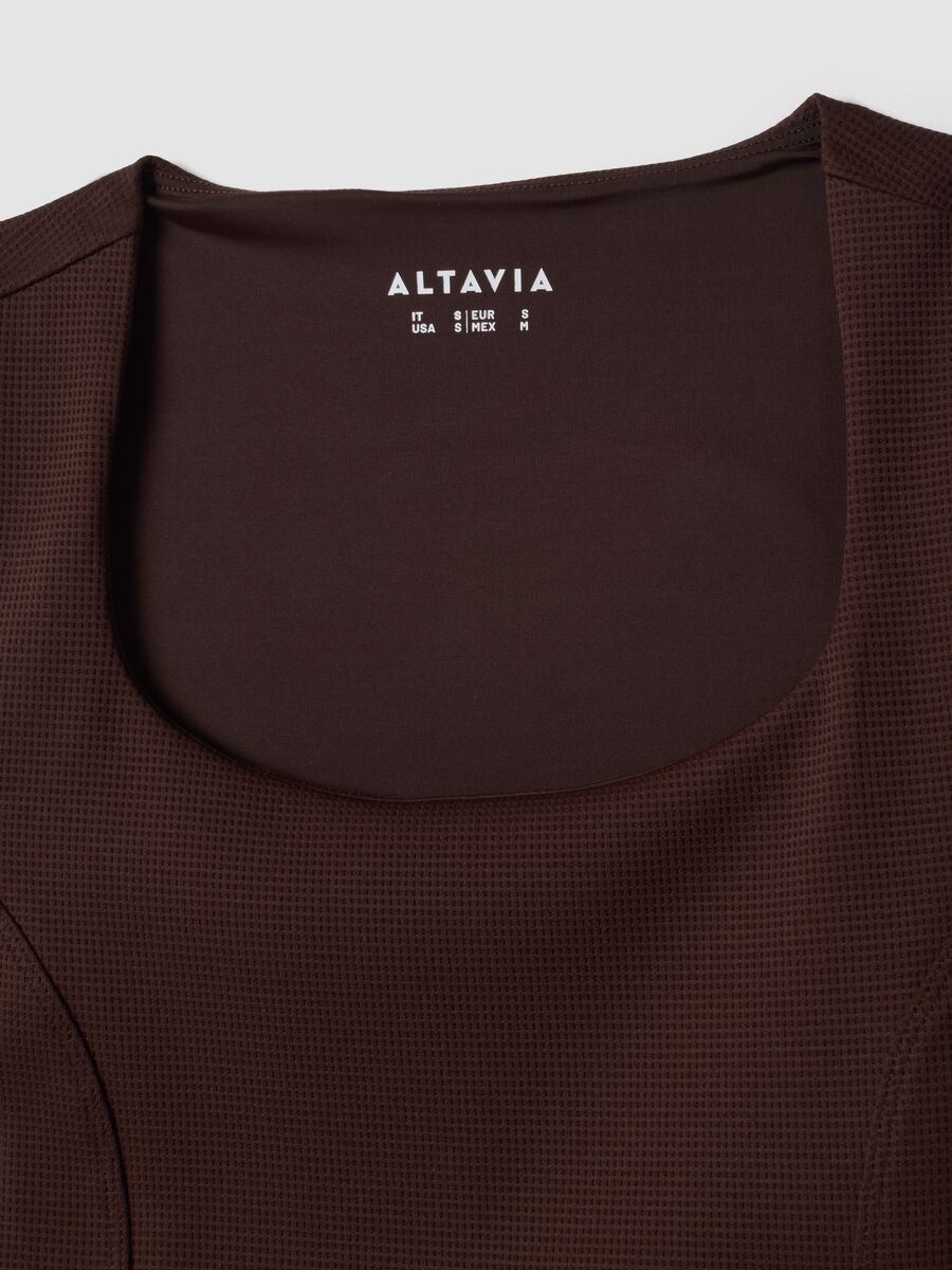 Brown cropped sports top in breathable stretch fabric ALTAVIA STUDIO_7