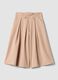 Beige formal wide-leg trousers in stretch viscose with pleats_0
