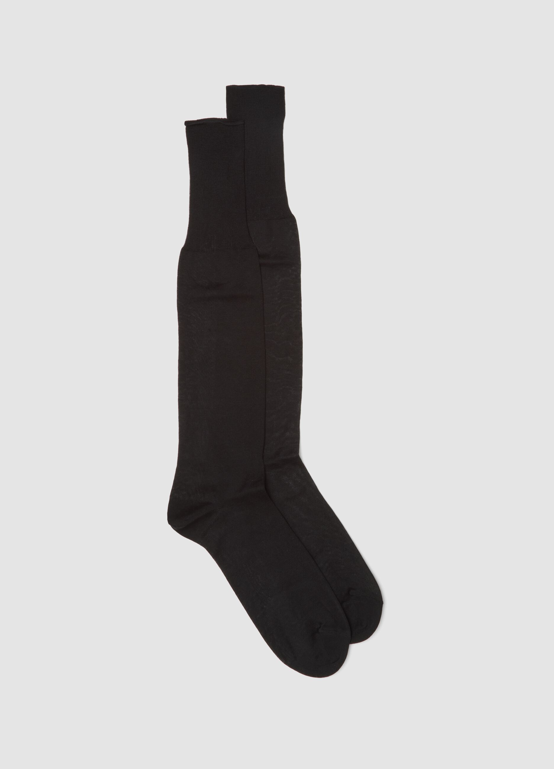 Black long socks in pure cotton