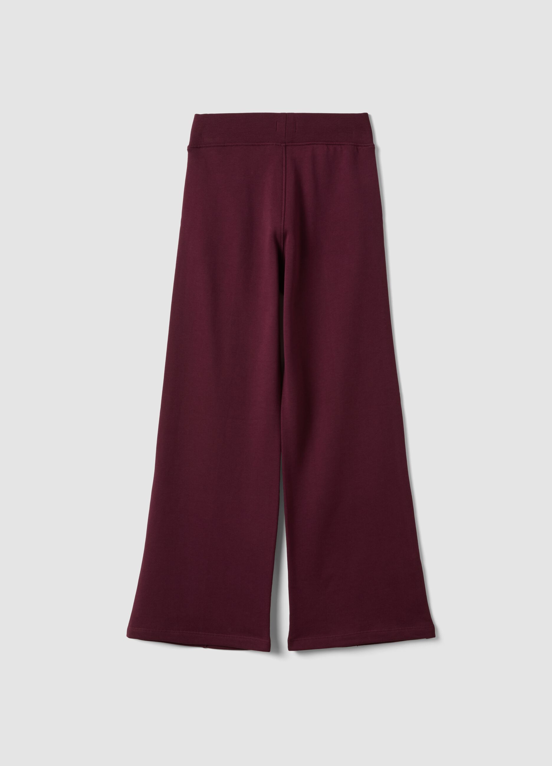 Pantaloni viola prugna in puro cotone wide leg