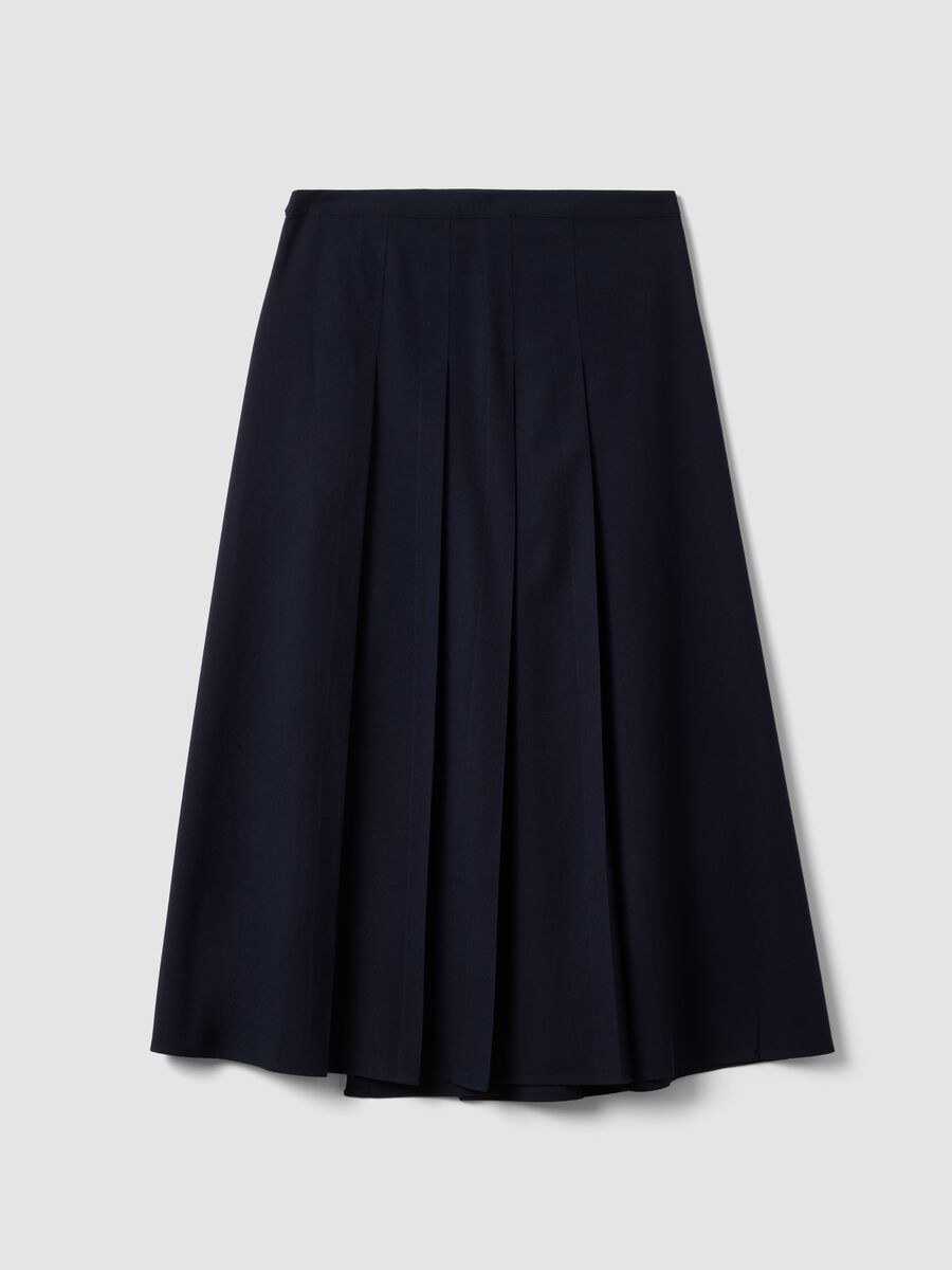 Blue pleated skirt in stretch viscose_2