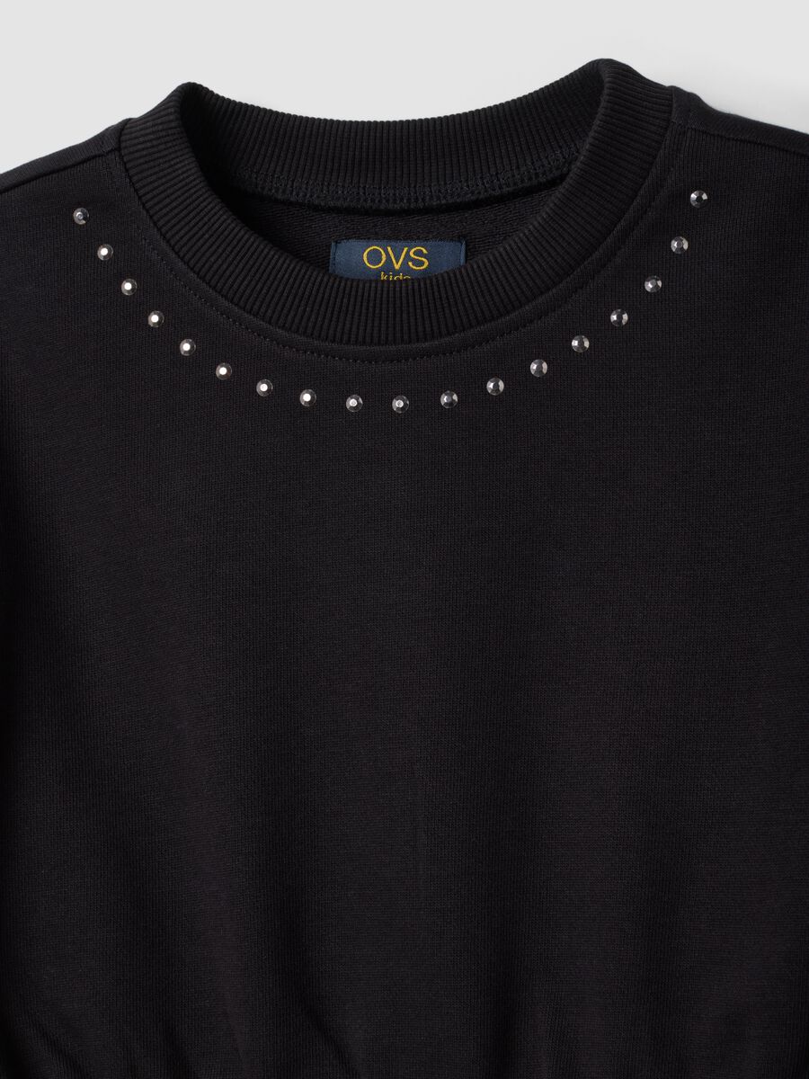 Black pure cotton crew-neck dress_2