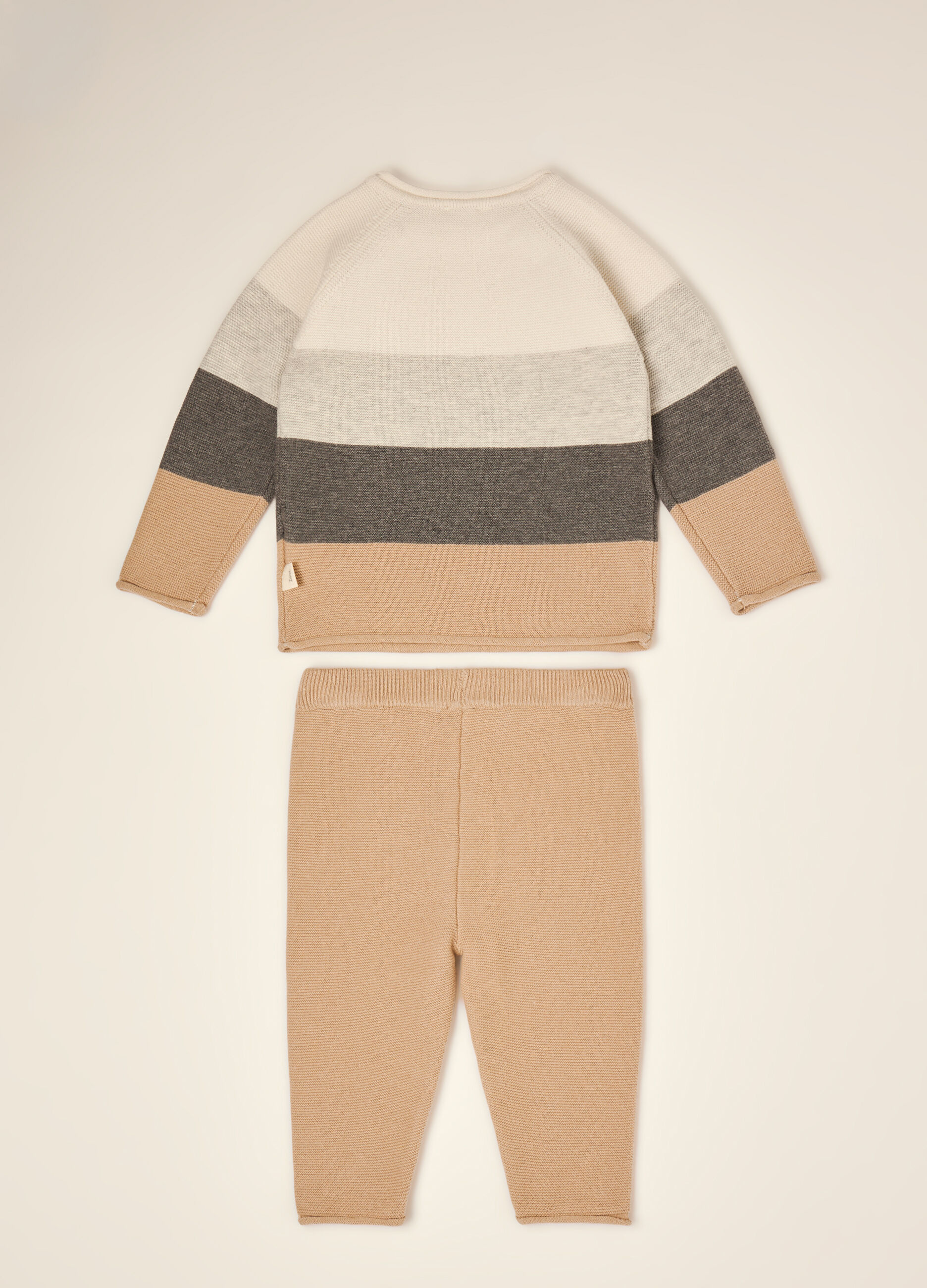 Beige pure cotton set with top and trousers