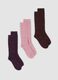 Three-pack of dark purple, light pink and dark brown organic stretch cotton socks_0