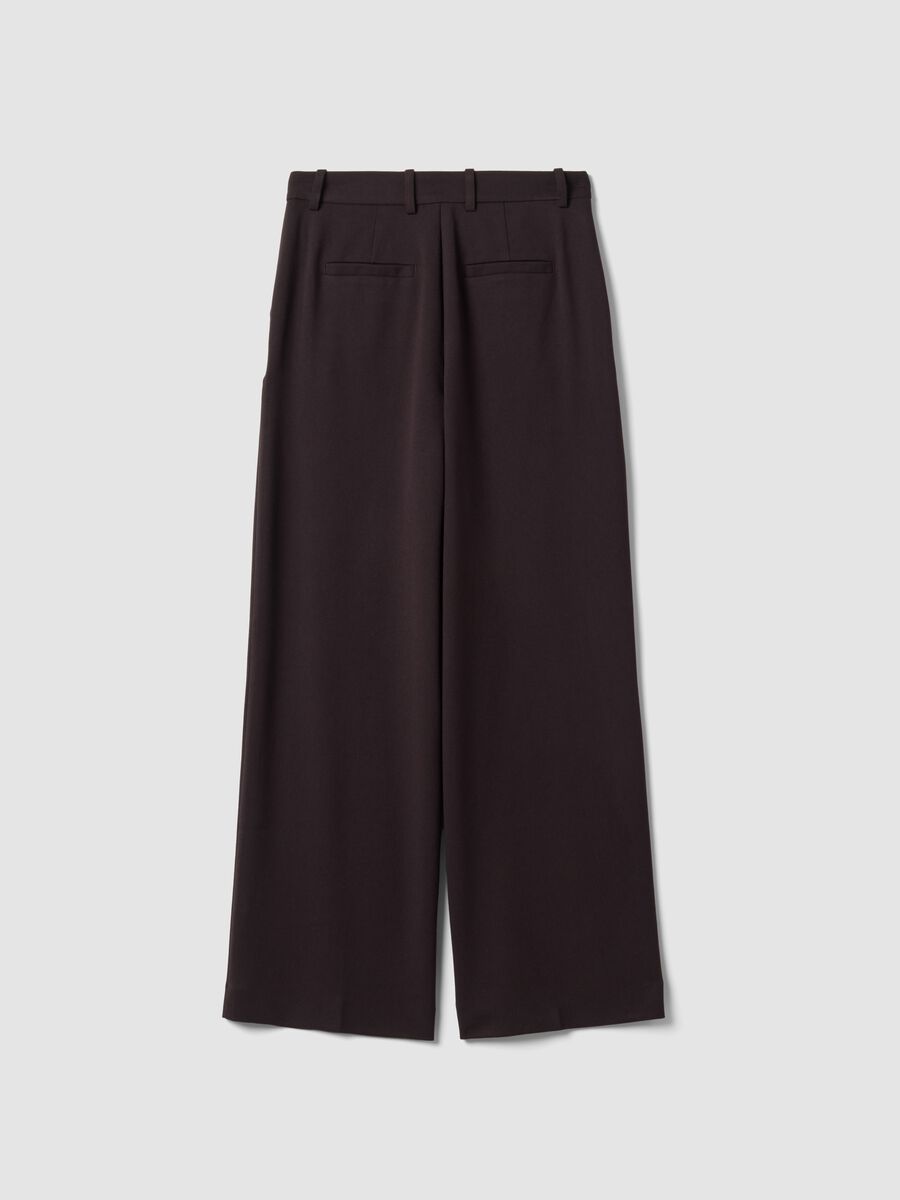 Brown flared formal trousers in stretch viscose_6