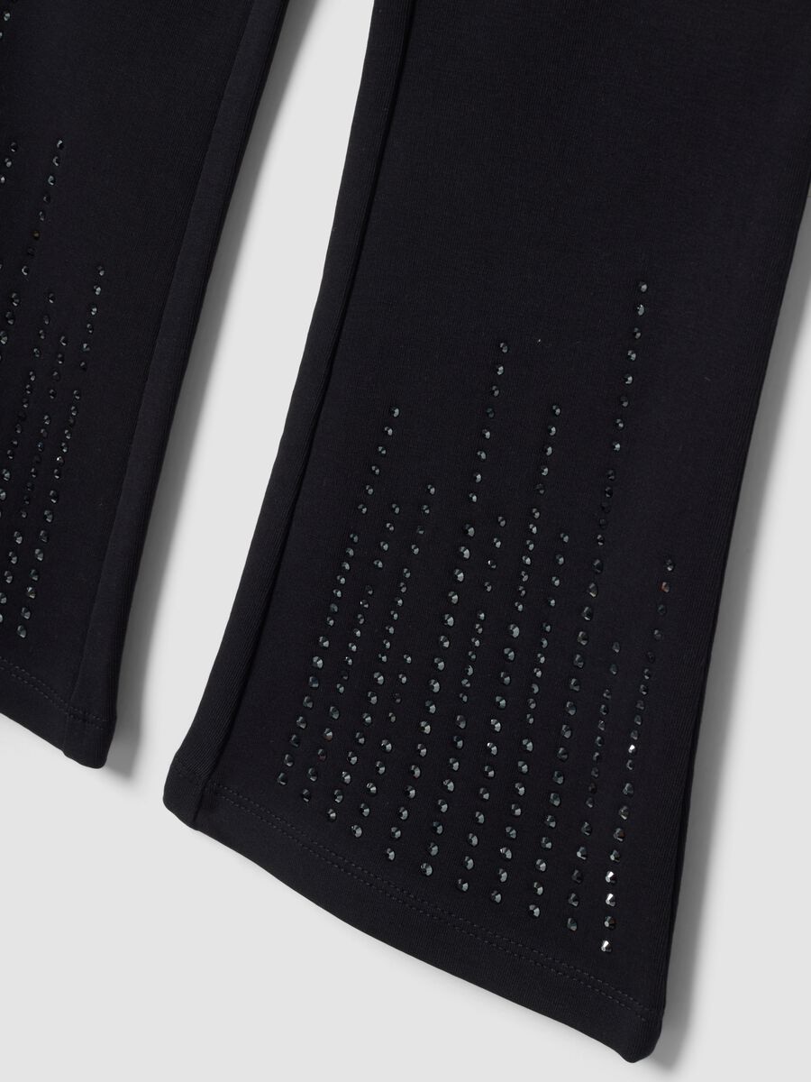 Leggings blu flare in cotone elasticizzato_2