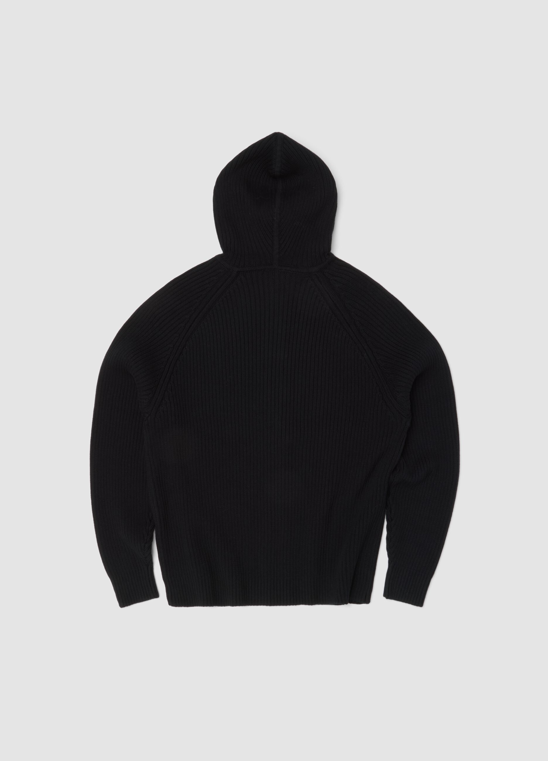Knit Ribbed Hoodie Black
