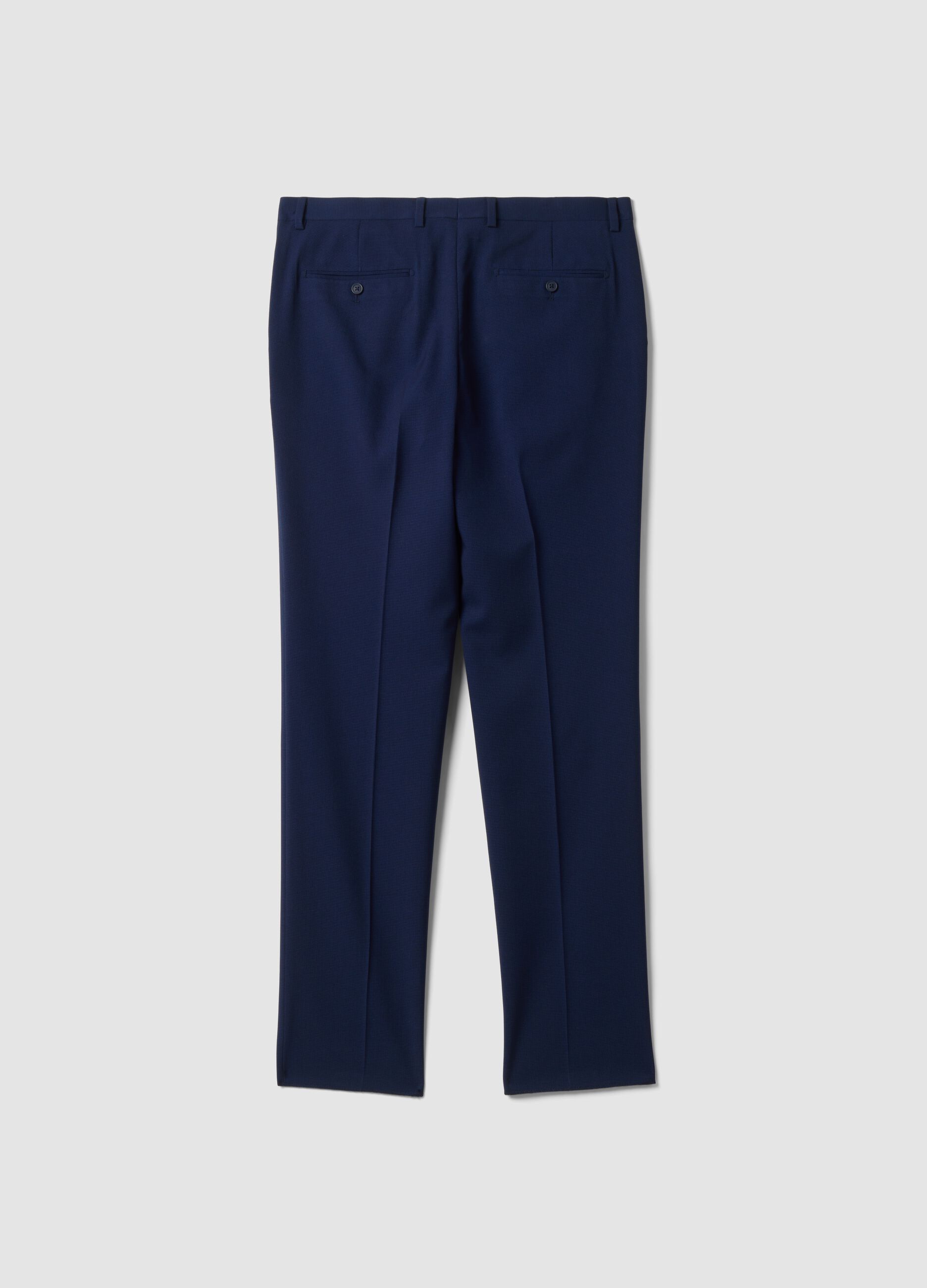 Blue slim-fit stretch formal trousers