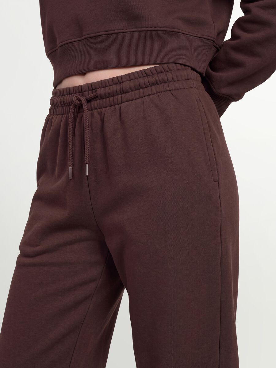 Brown cotton-blend joggers with elasticated waist, regular fit_2
