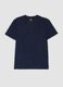 Blue T-shirt in pure mercerised cotton with deep V-neck_0