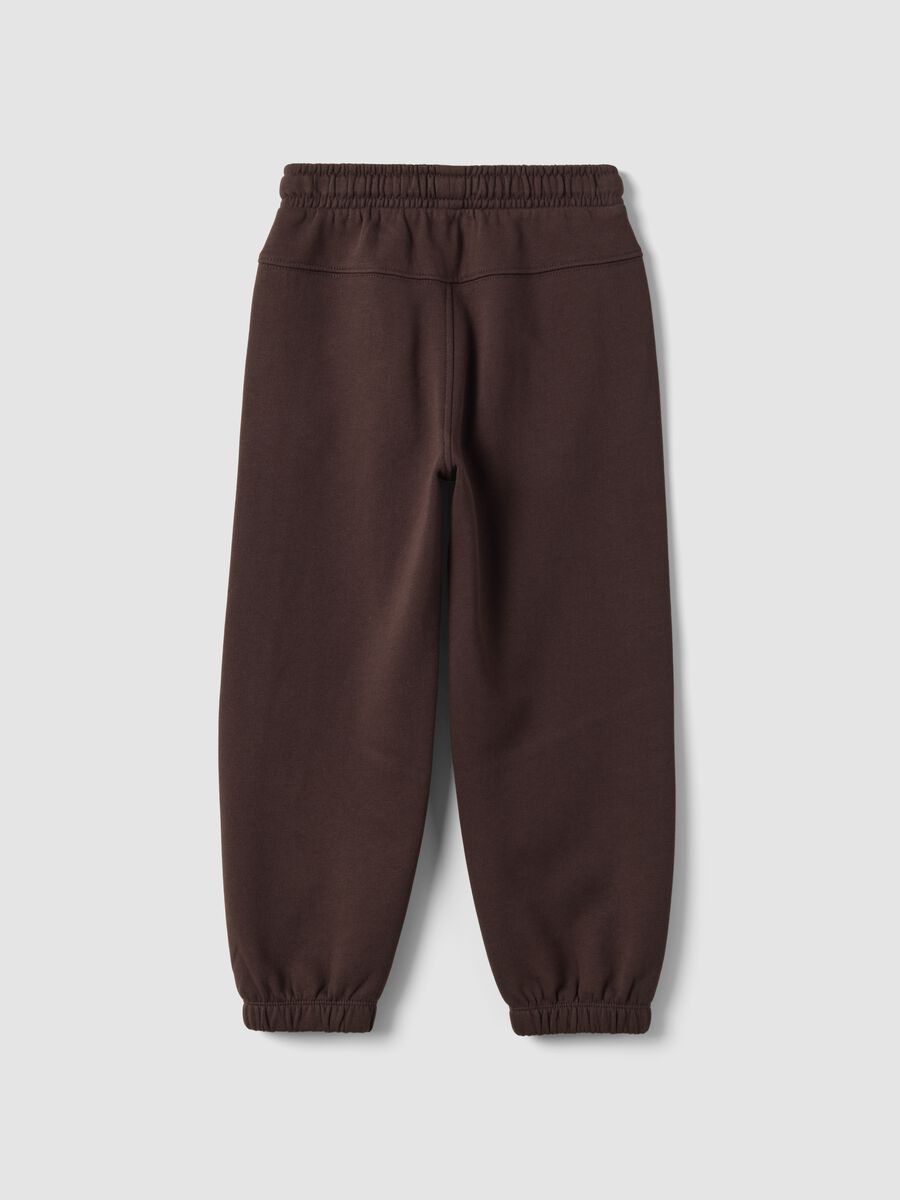 Brown overfit fleece joggers in pure cotton_1