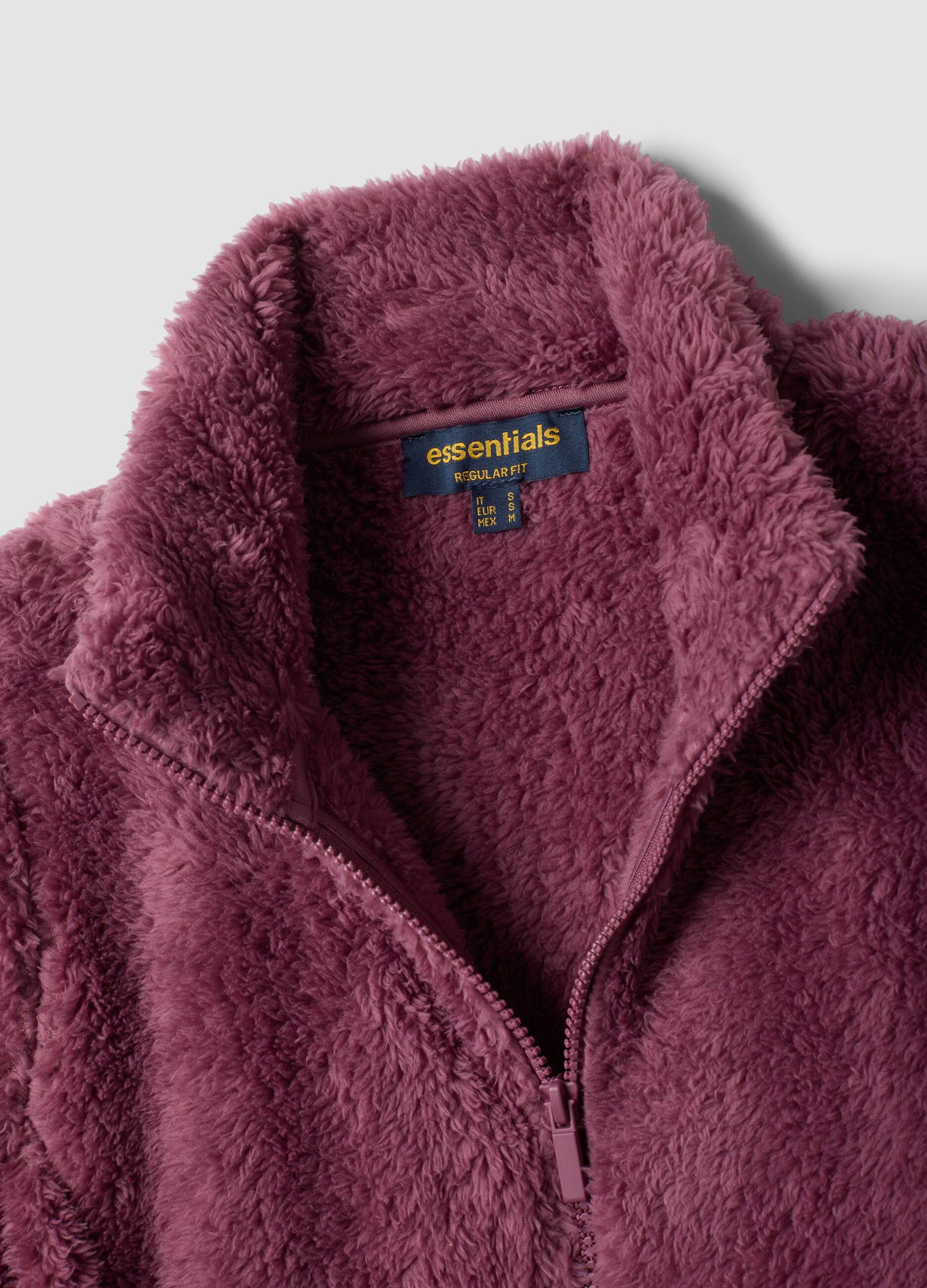 Felpa viola malva con girocollo e zip regular fit