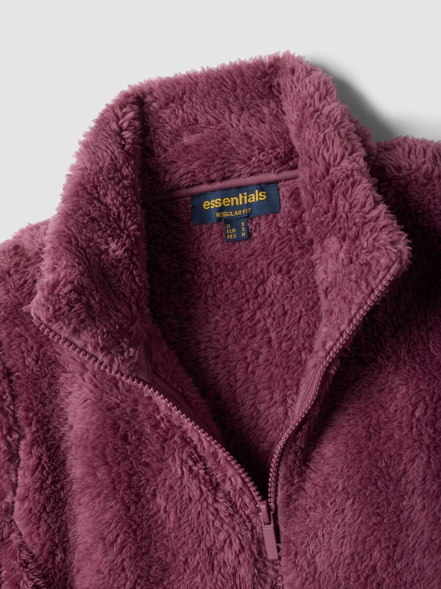 Mauve purple crew-neck zip sweatshirt, regular fit_2