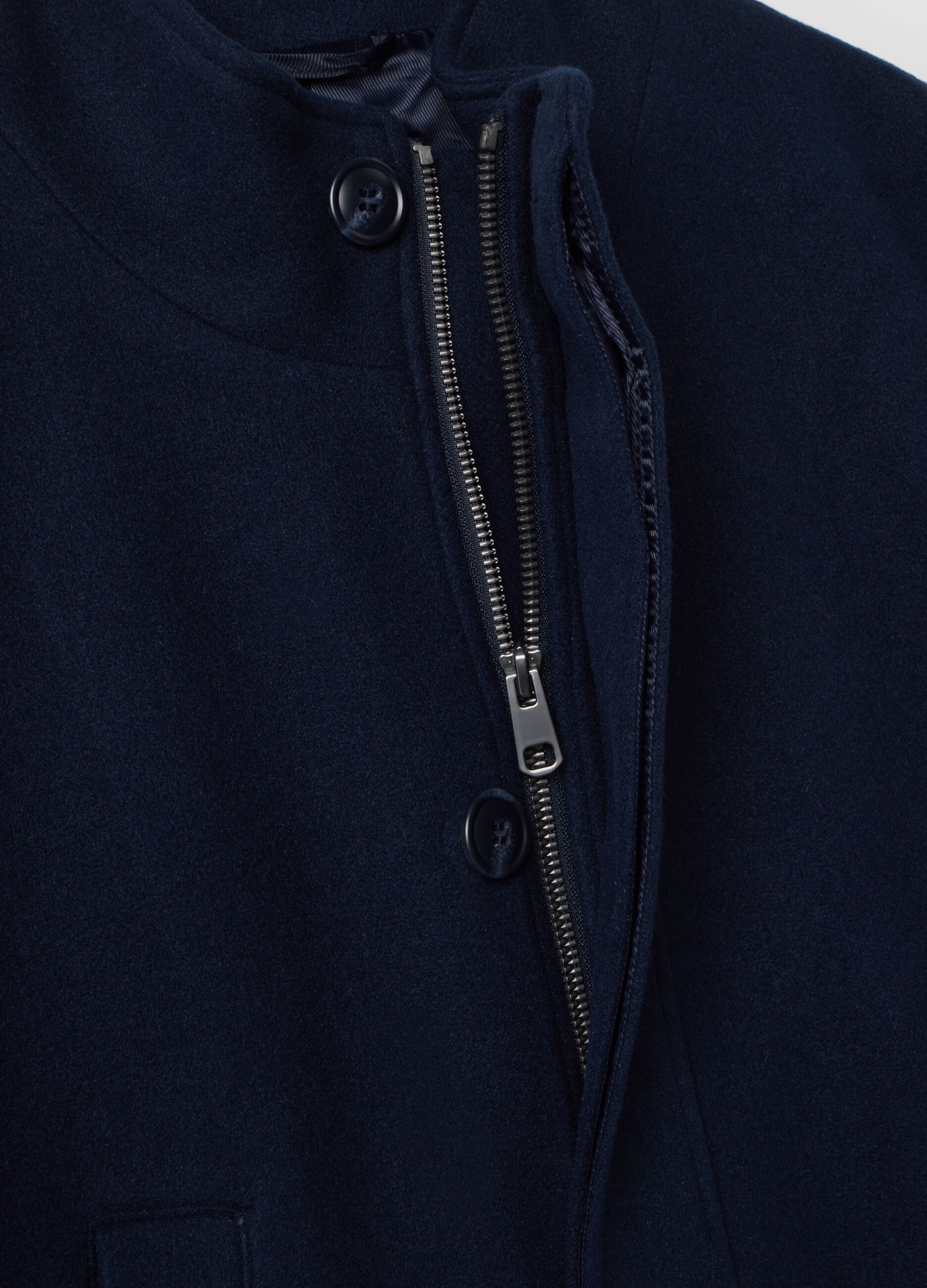 Navy regular-fit coat with concealed fastening
