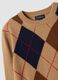 Maglione beige in pura lana con girocollo jacquard_1