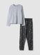 Grey pyjamas in organic cotton and viscose blend with crew neck_0