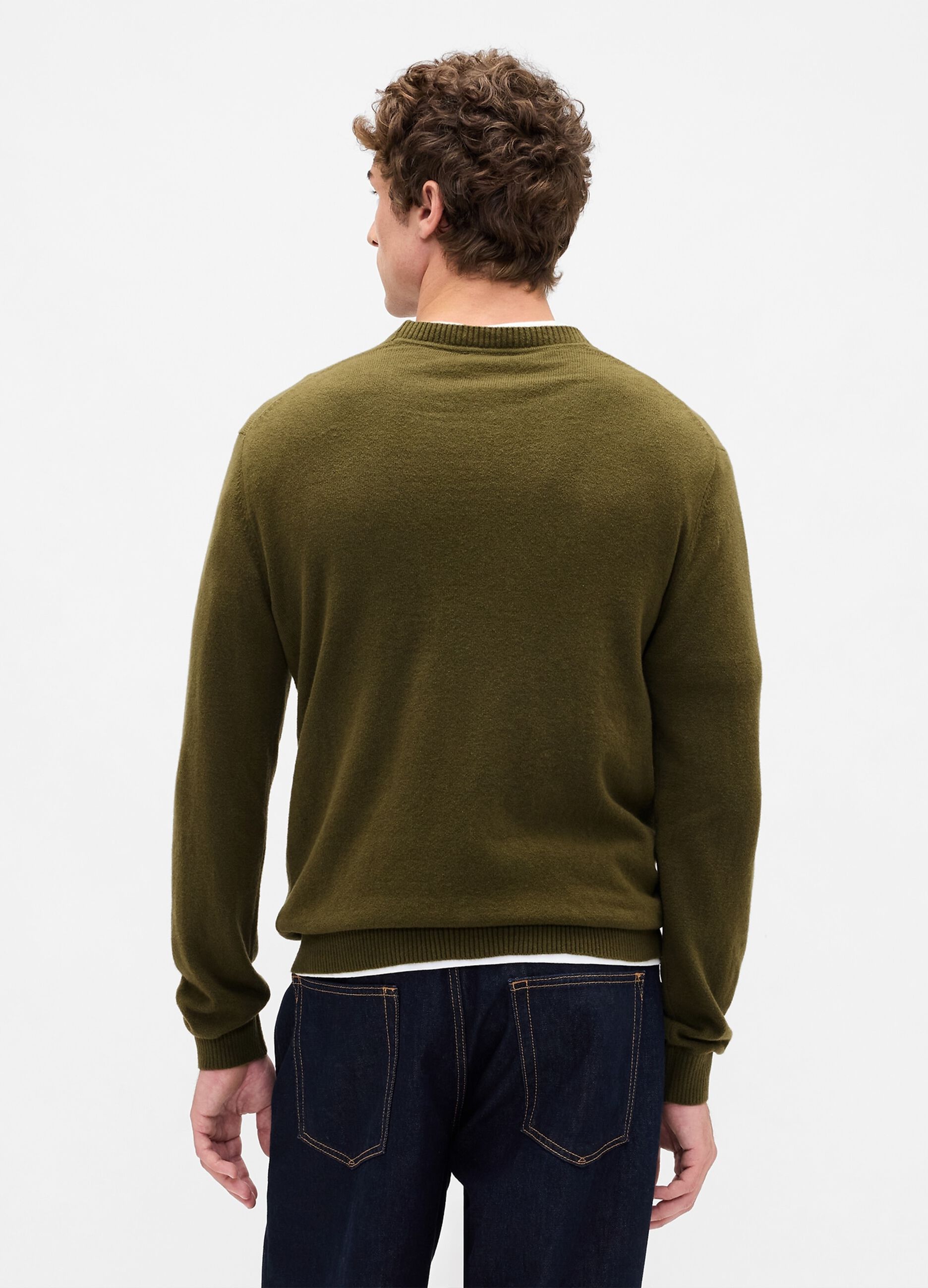 Green sweater in cotton and acrylic