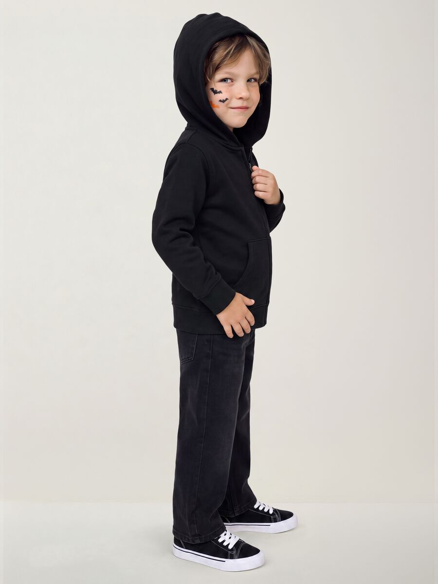 Jeans neri wide leg in misto cotone e viscosa per bambino_4