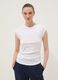 White pure cotton tank top with side ruching, regular fit_0