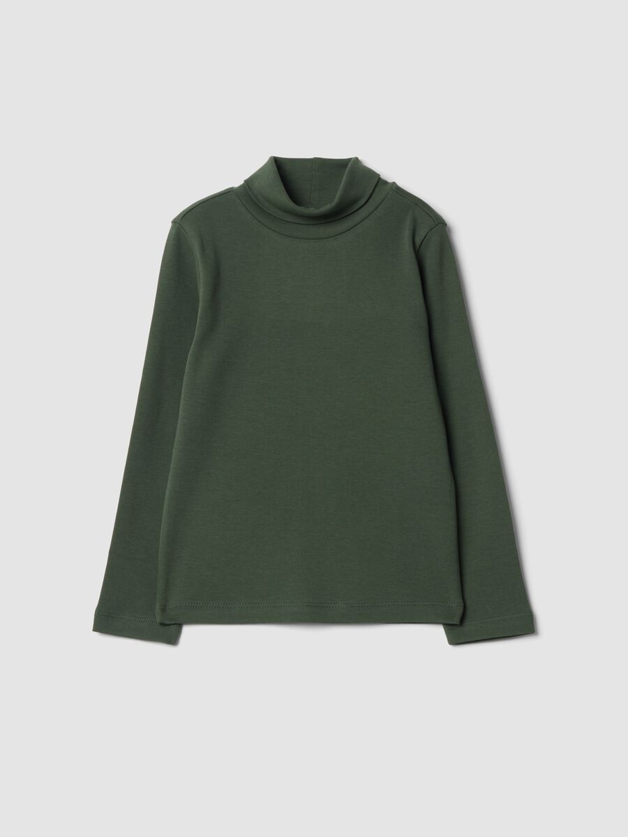 Forest green organic cotton roll-neck jumper_0