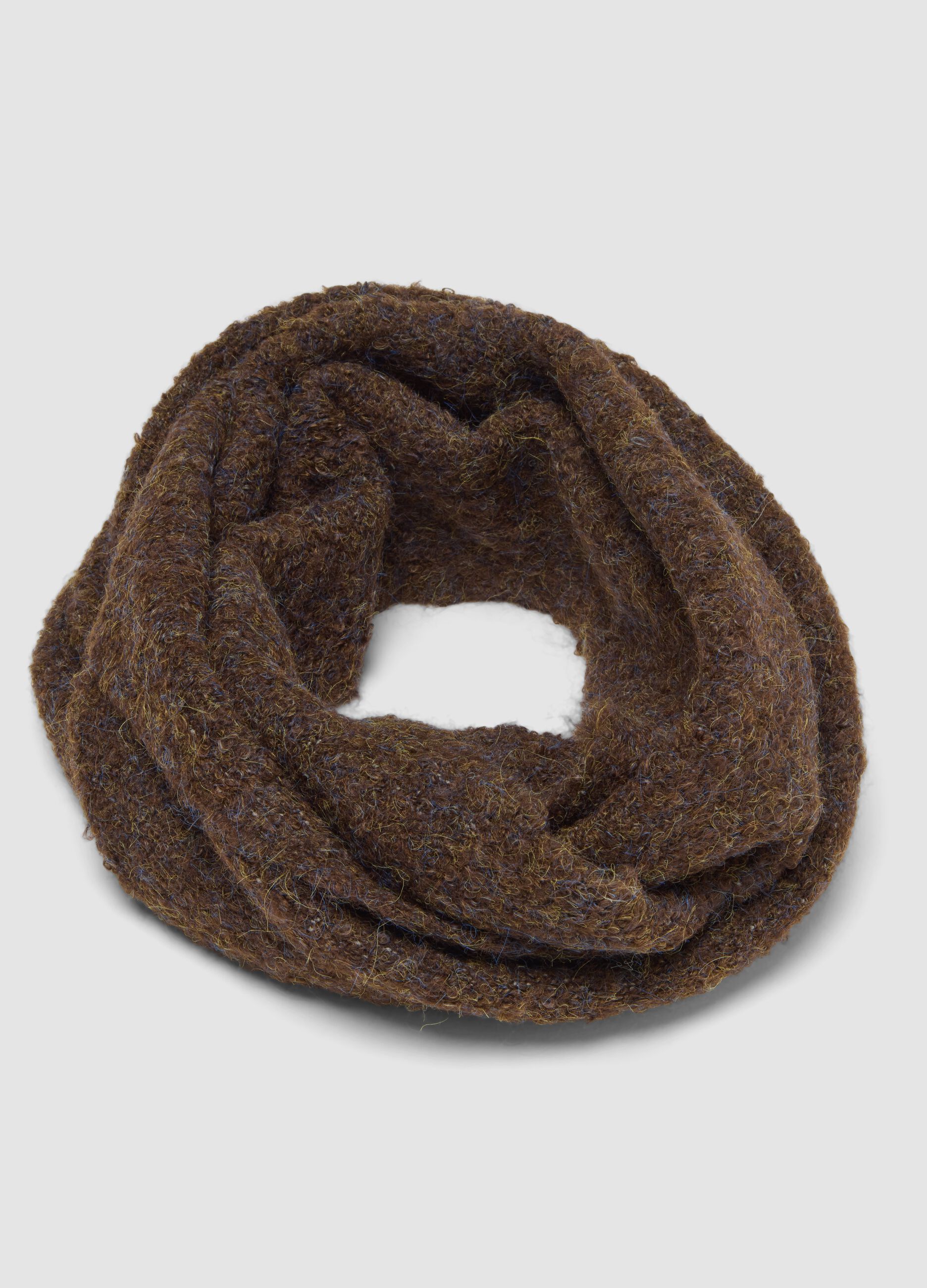 Blue and brown stretch wool scarf