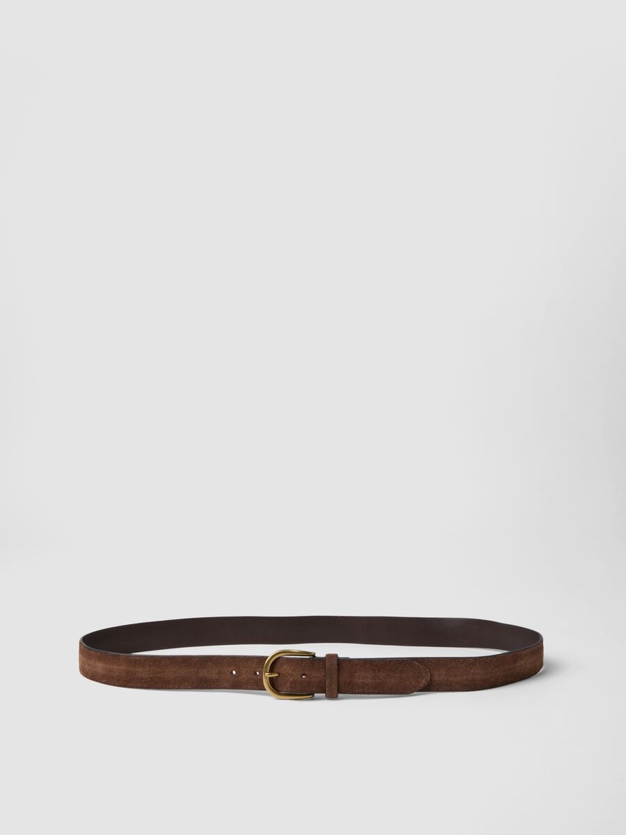 Men&rsquo;s brown genuine leather belt with metal buckle_0