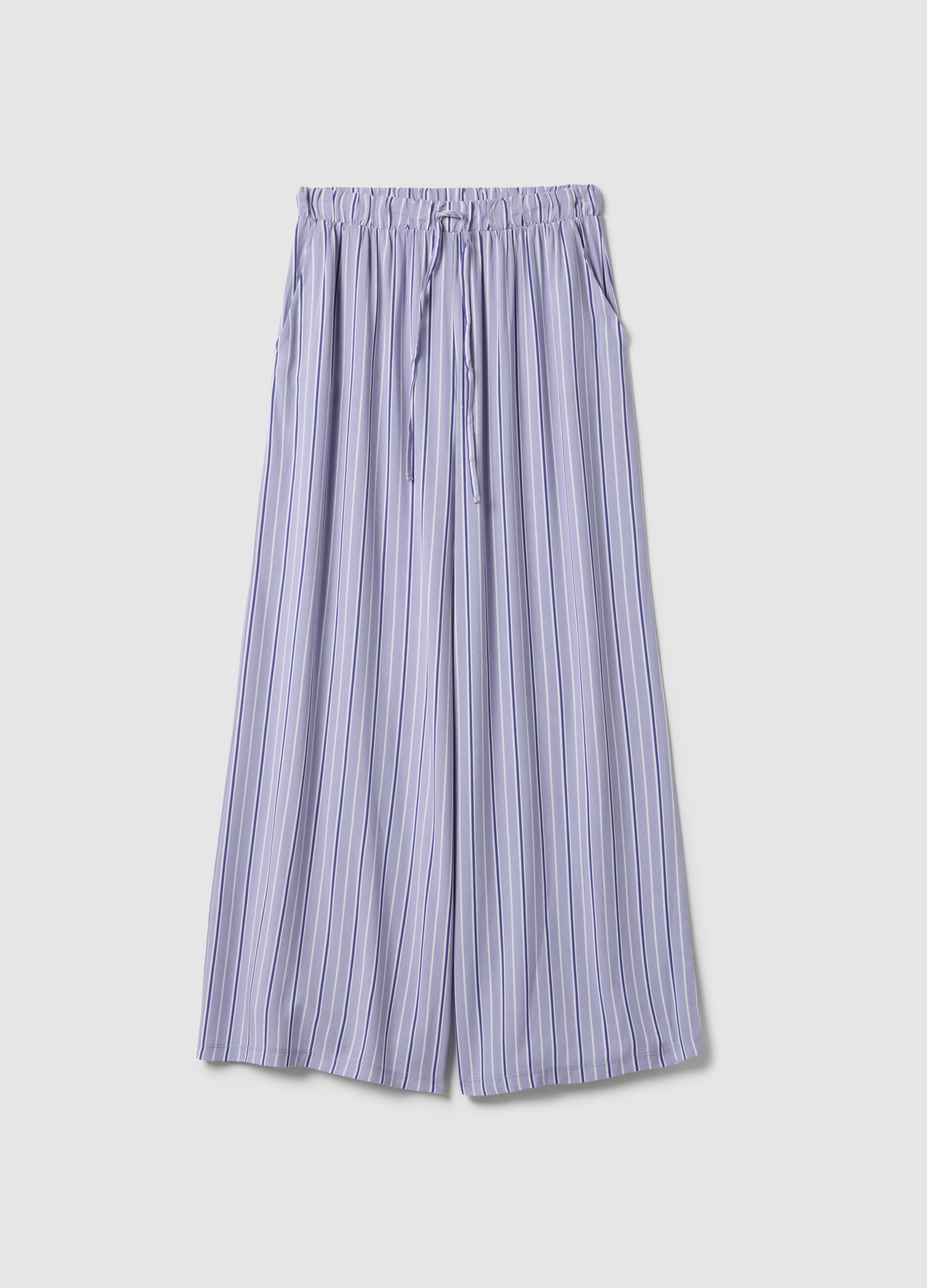 Purple striped viscose pyjama trousers with regular fit