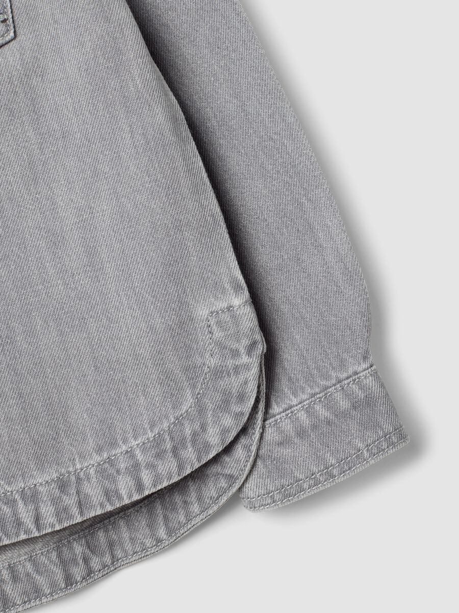 Grey oversized pure cotton shirt with studs for girls_4