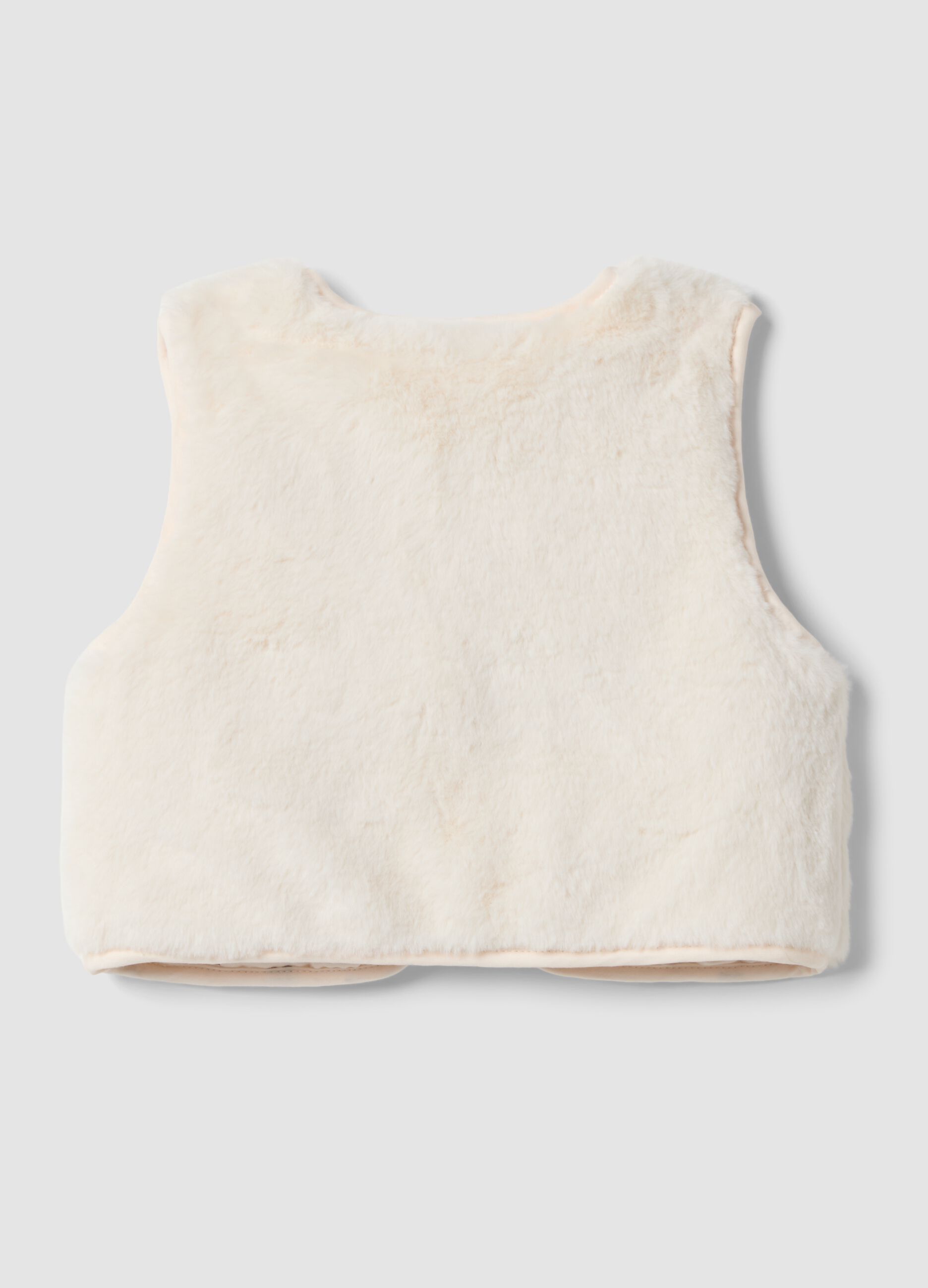 Beige cropped padded gilet