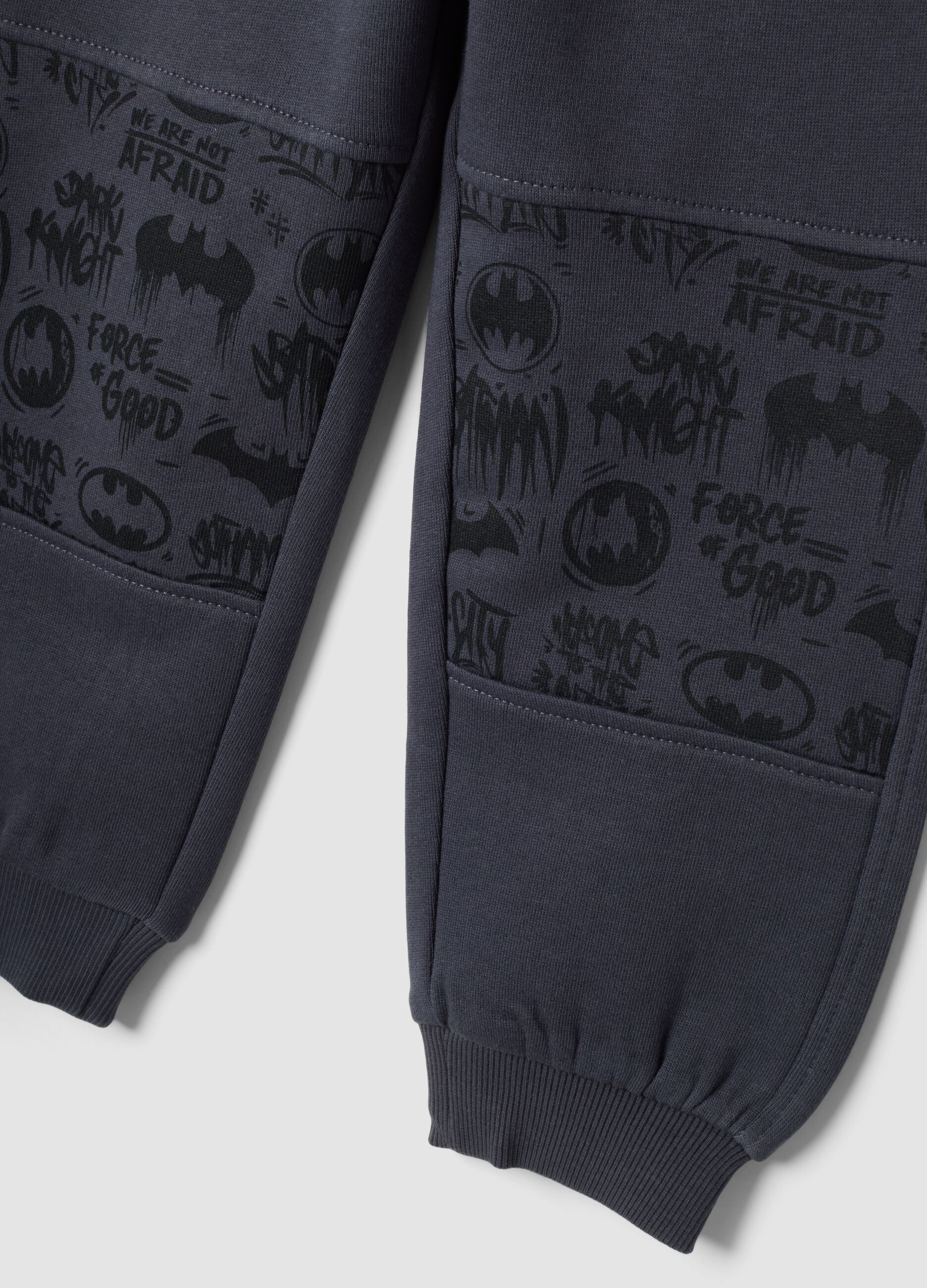 Pantaloni jogger grigi in puro cotone con stampa Batman