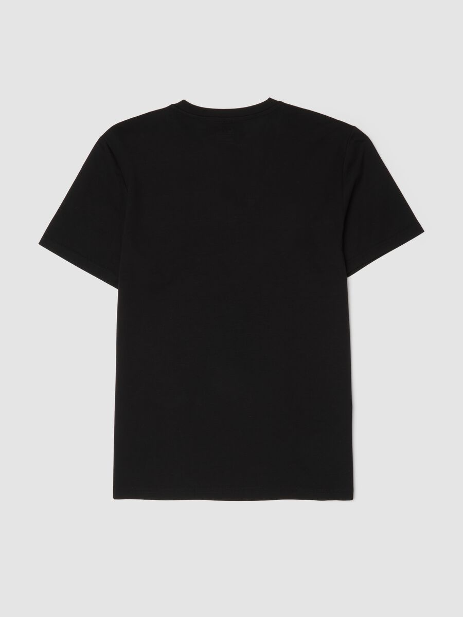 Black mercerised pure cotton T-shirt with deep V-neck_2