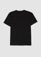 Black mercerised pure cotton T-shirt with deep V-neck_2