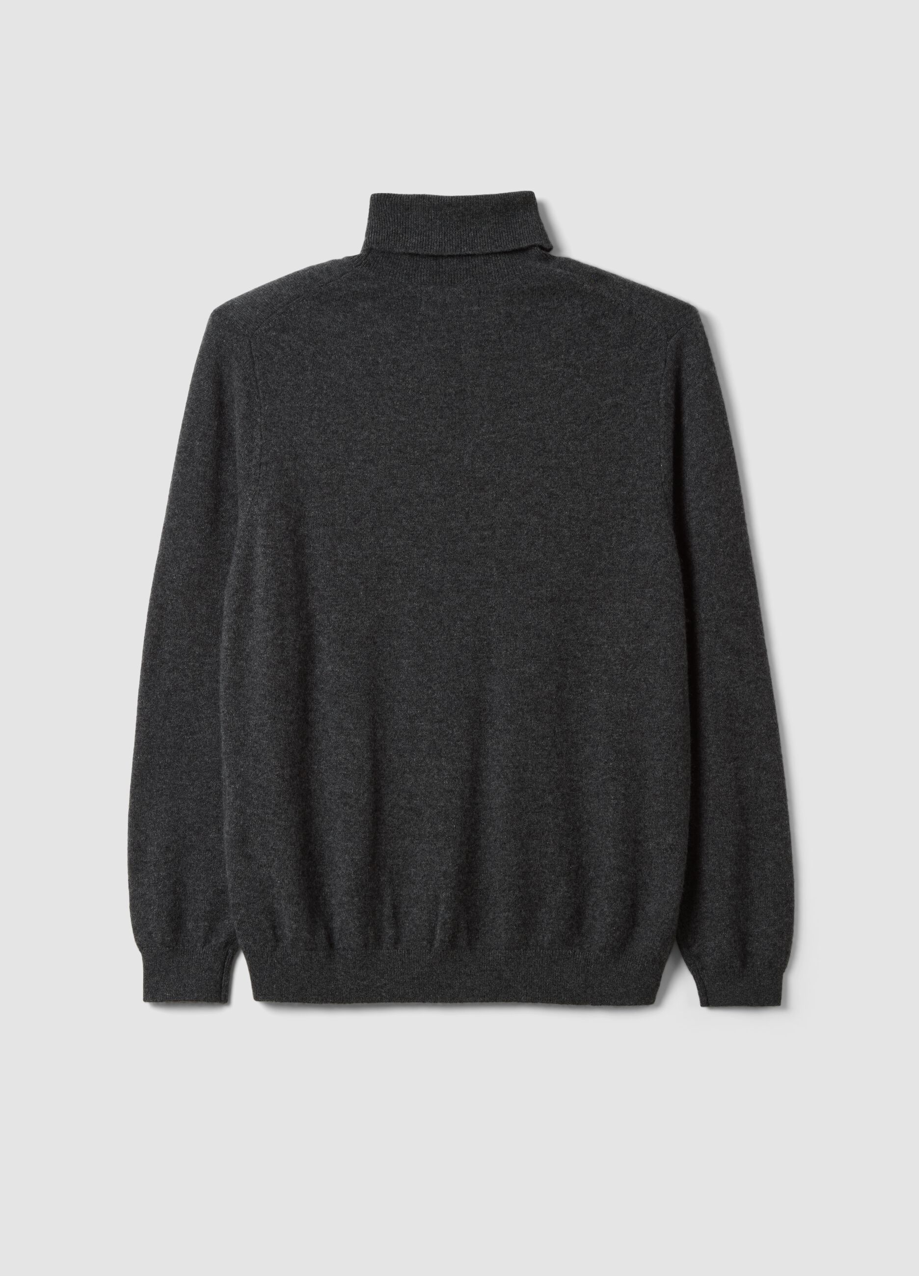 Grey pure cashmere roll-neck jumper, regular fit