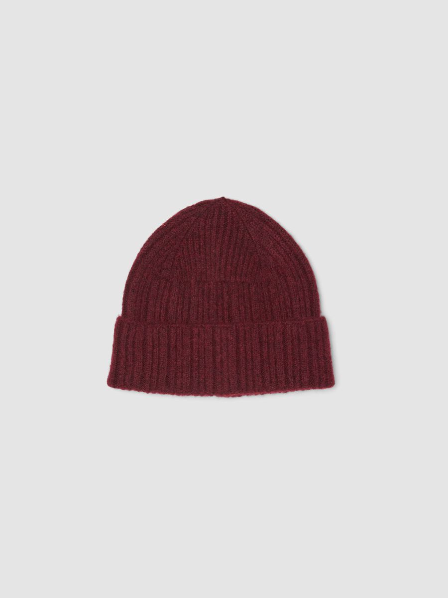 Burgundy ribbed stretch-wool beanie_0