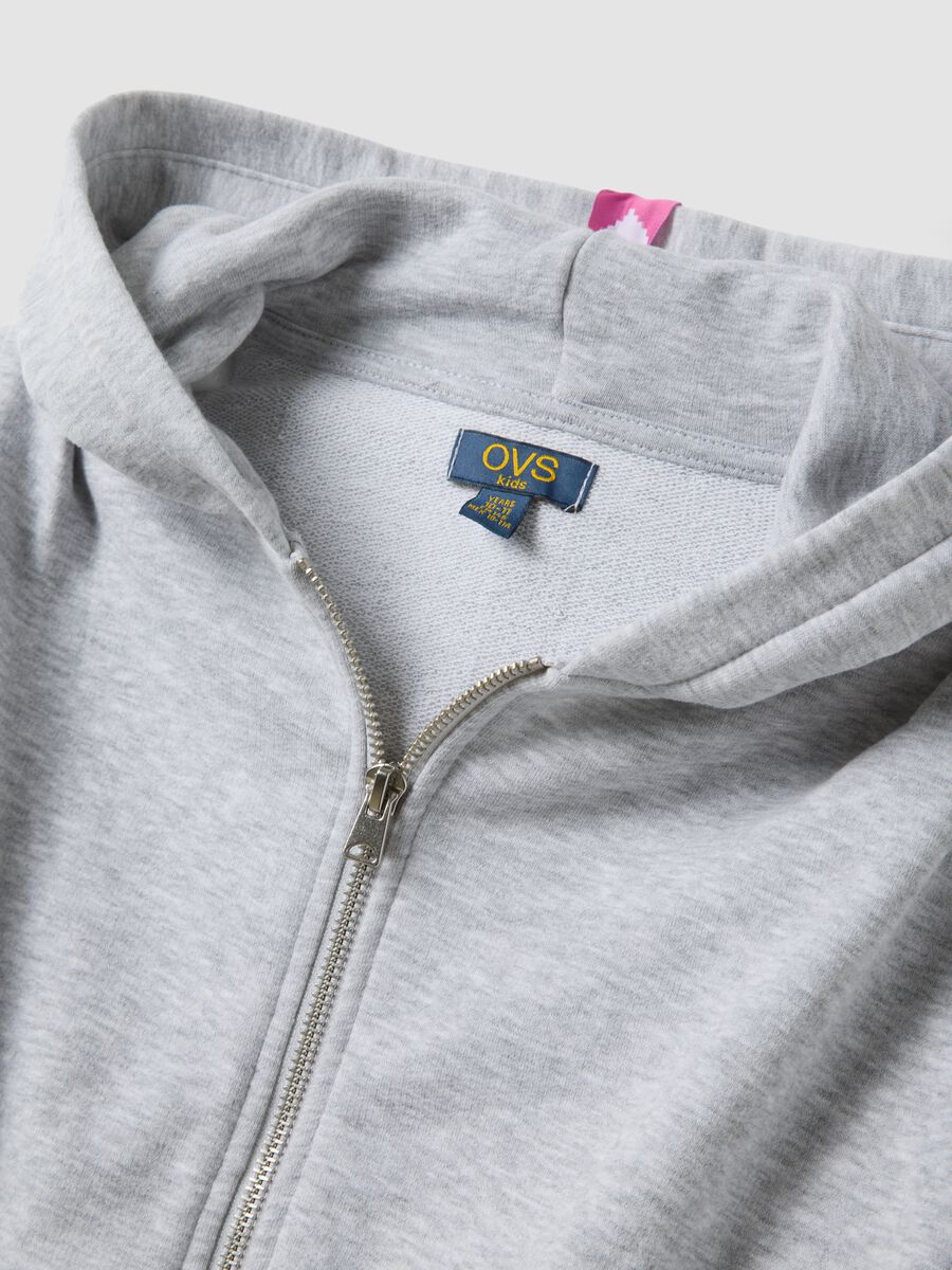Girls&rsquo; cropped grey cotton-blend hoodie_5