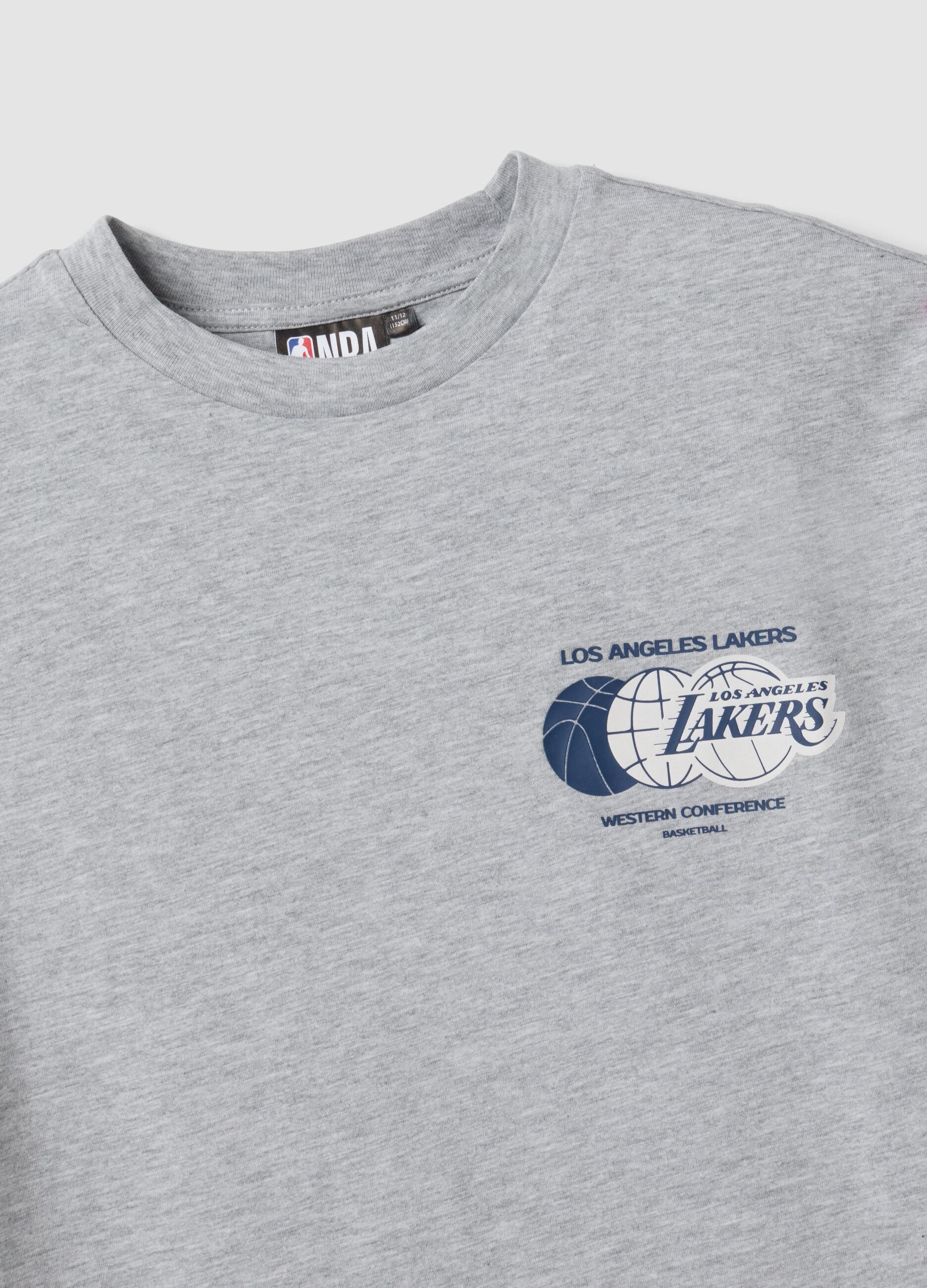 Grey pure cotton Lakers print T-shirt for boys